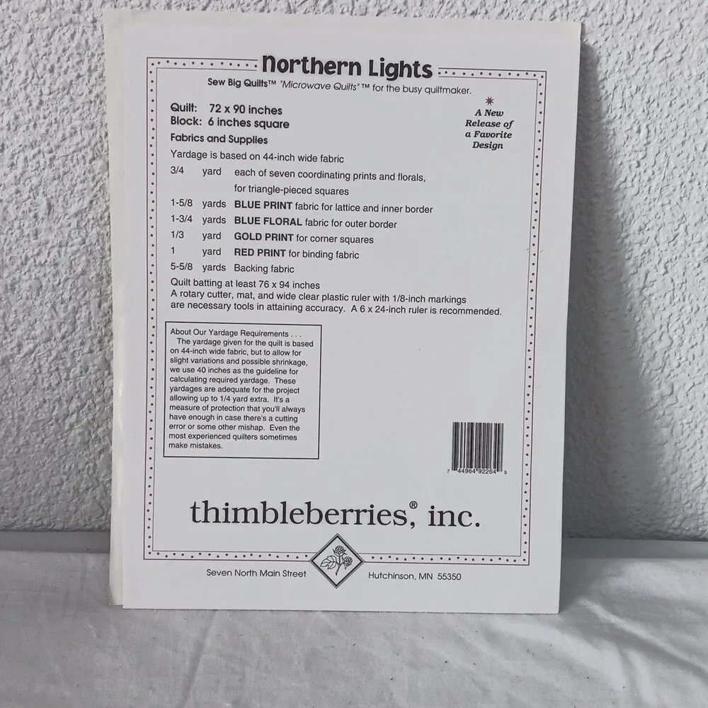Thimbleberries & Vogies Quilt Patterns Up North Freedom Logs Northern Lights Lot
